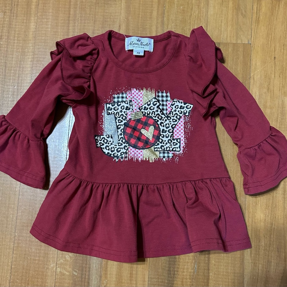 Burgundy "Joy" Leopard Ruffle Outfit /size Small / Retails $40 - Picture 4 of 6